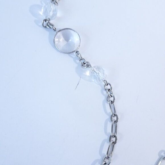 Ann Taylor Lucite Clear Stone Layer Link Toggle Necklace NWOT $59.50 - Picture 3 of 11